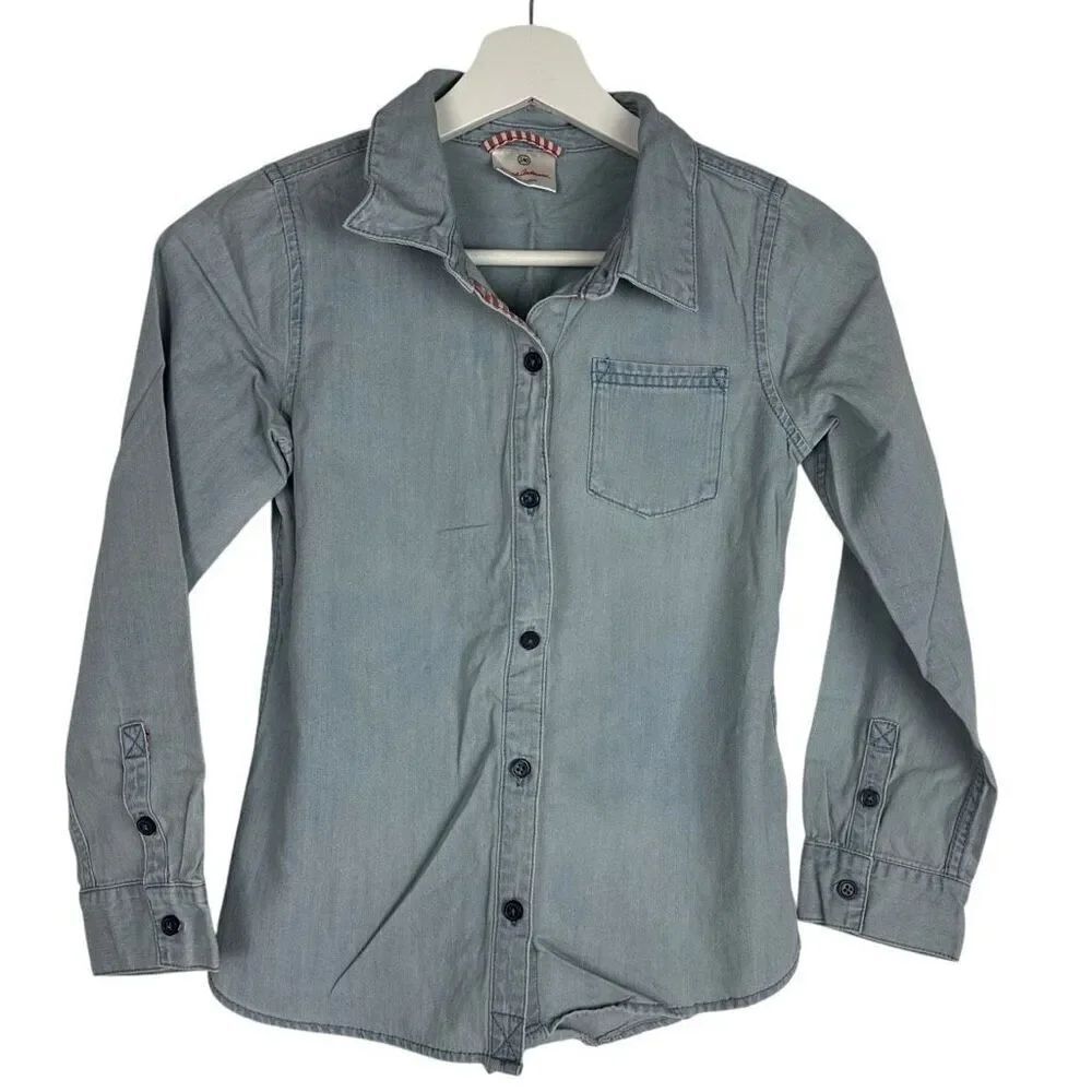 Hanna Andersson Extra Light Wash Chambray Shirt size 140